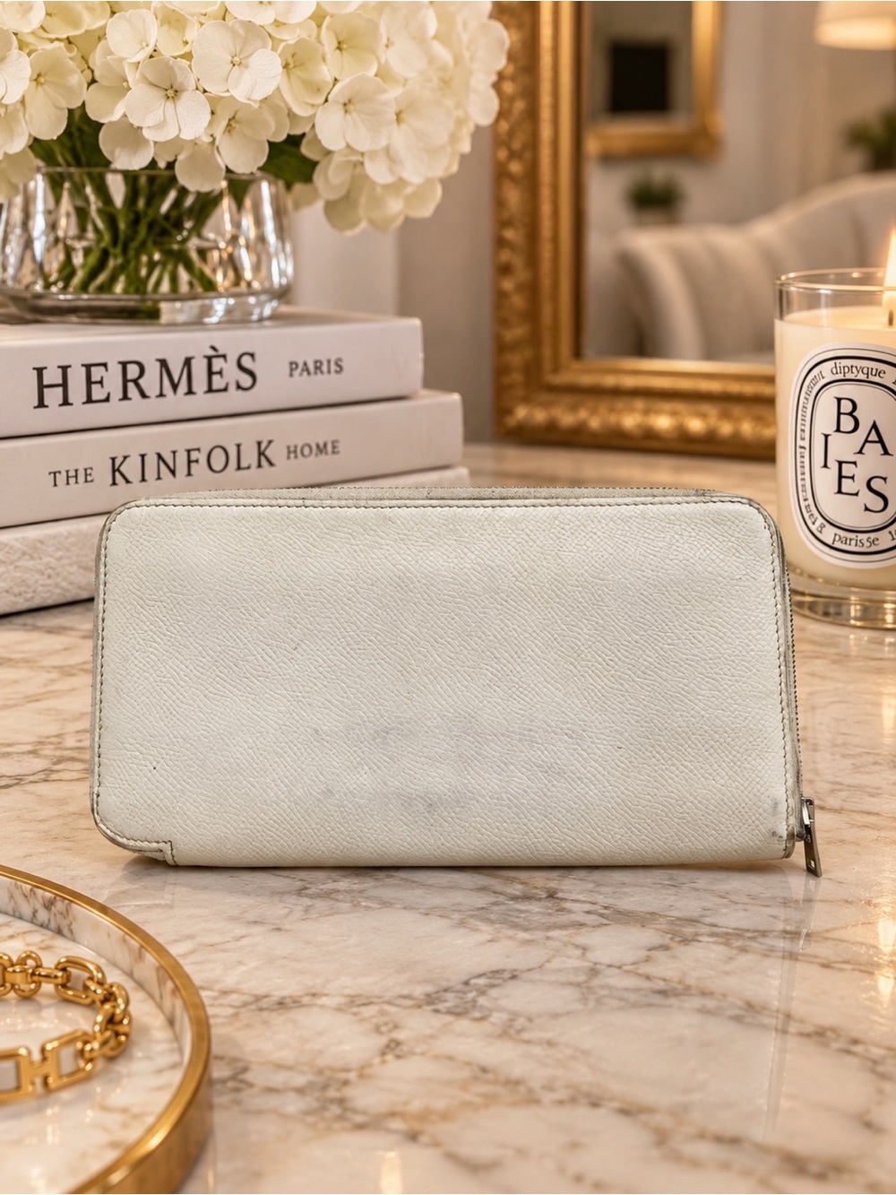 Hermès Azap Silk’In Classique Long Epsom Leather Wallet White Red